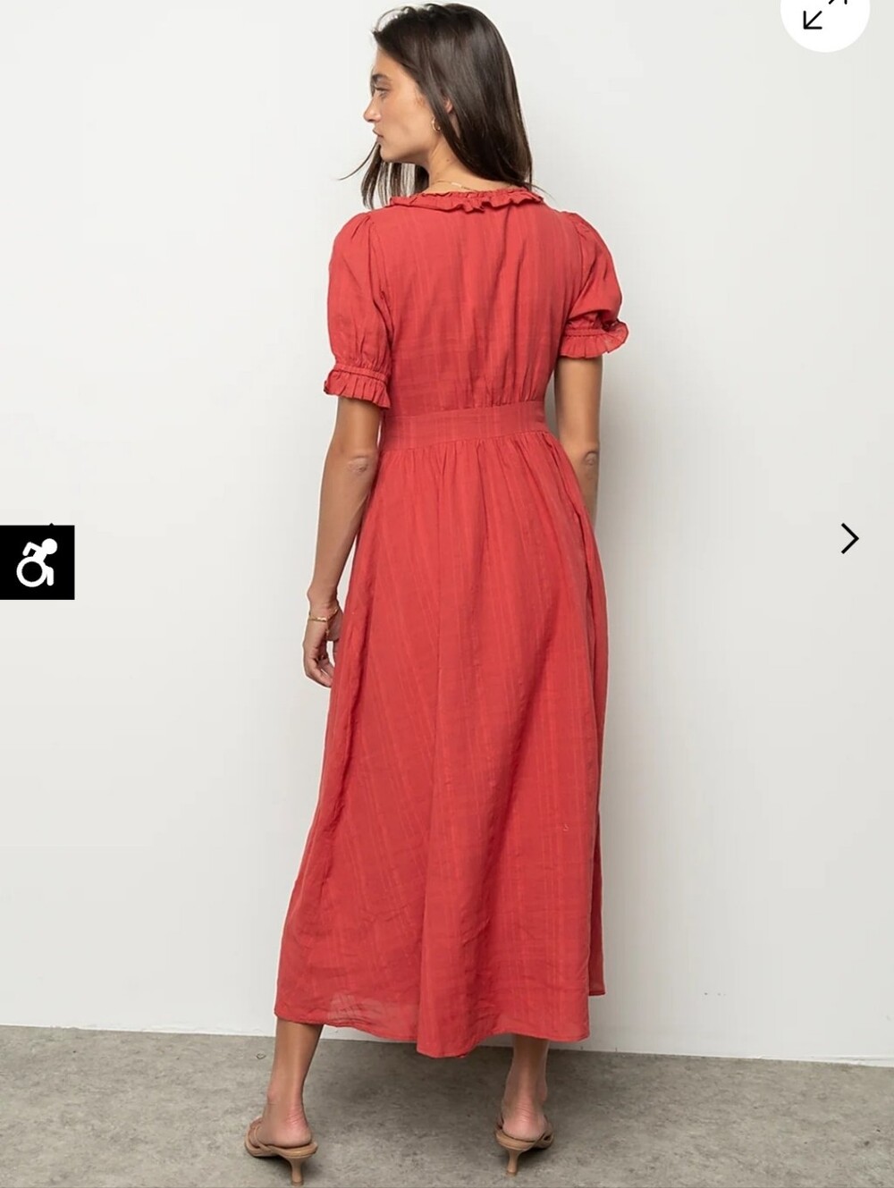 NWT Bohme Demi Maxi Dress In Marsala Boho Cottagecore Puff Sleeve Button Ruffle - Picture 2 of 6